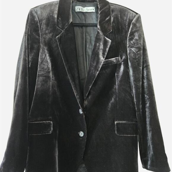 Zara Women's Velvet Tobacco Blazer - Picture 1 of 9